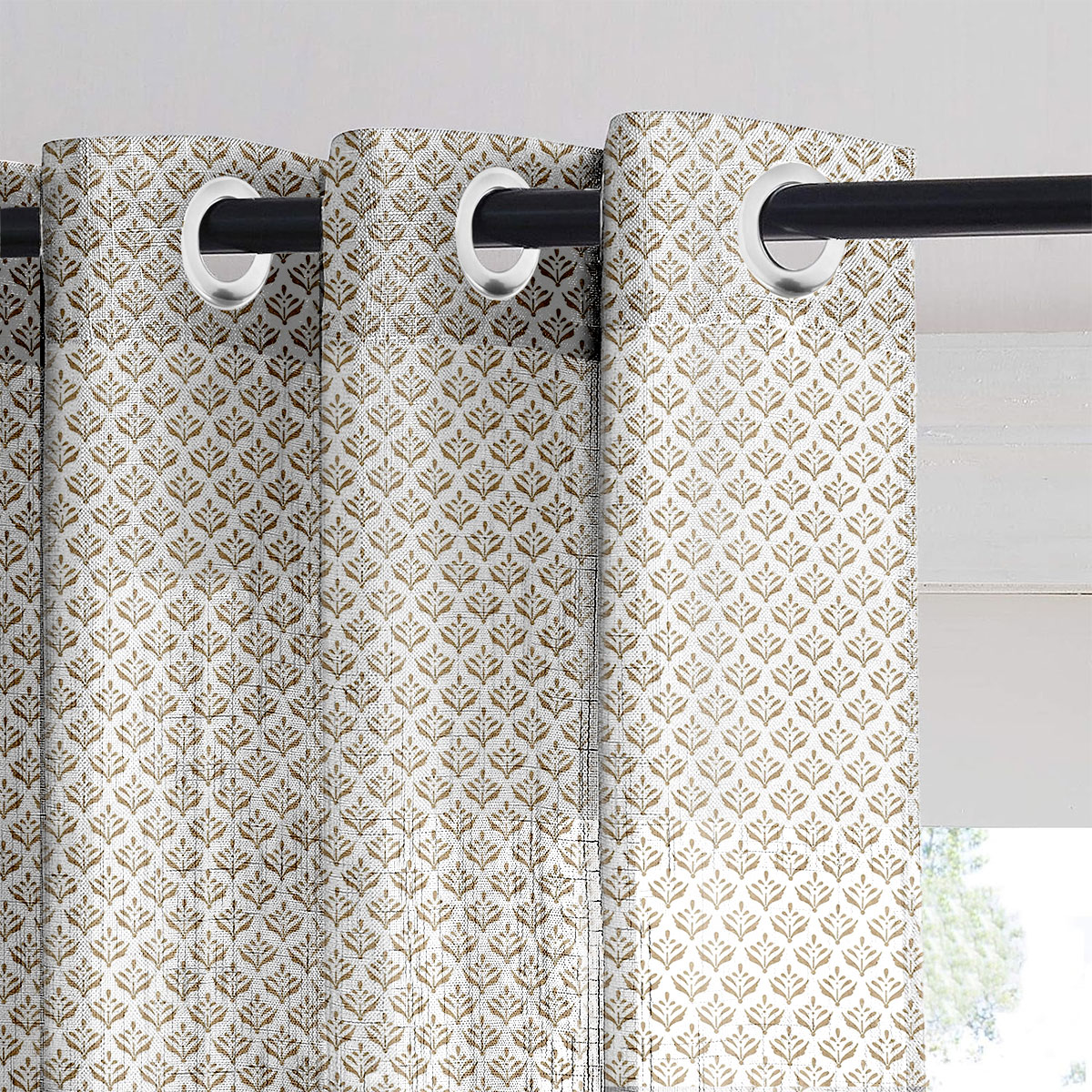 Beige Bloom Sheer Curtain